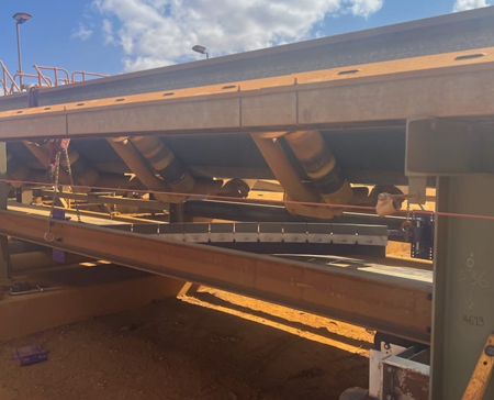 Flexco's MXDP Extreme Duty Diagonal Plough at an Iron Ore Operation